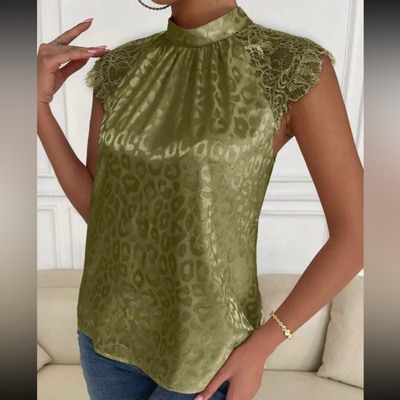 Classic Elegant Eyelash Lace Sleeve Top Blouse Shirt - Picture 5 of 6